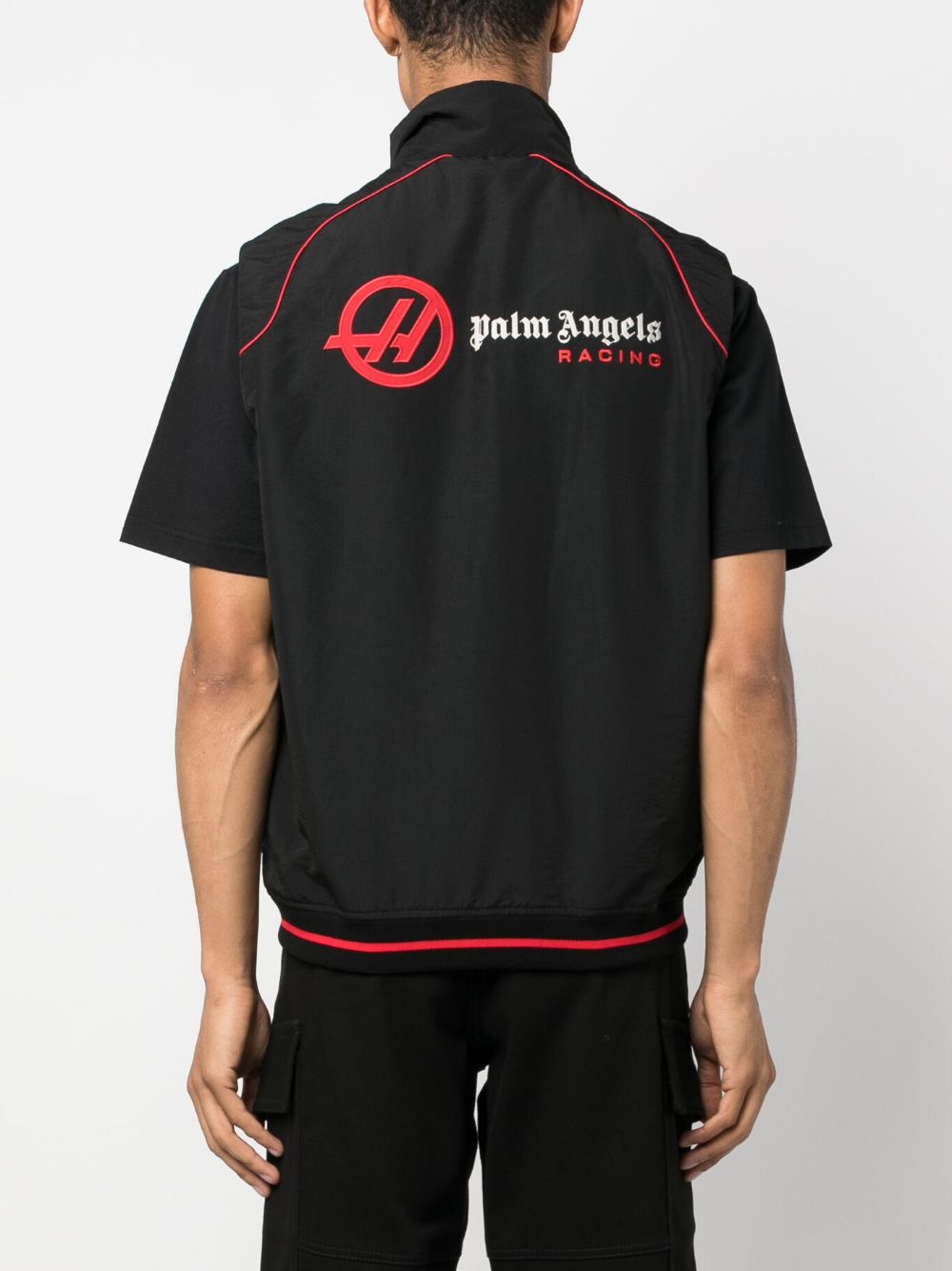 Shop Palm Angels Paddock Logo-embroidered Vest In Black