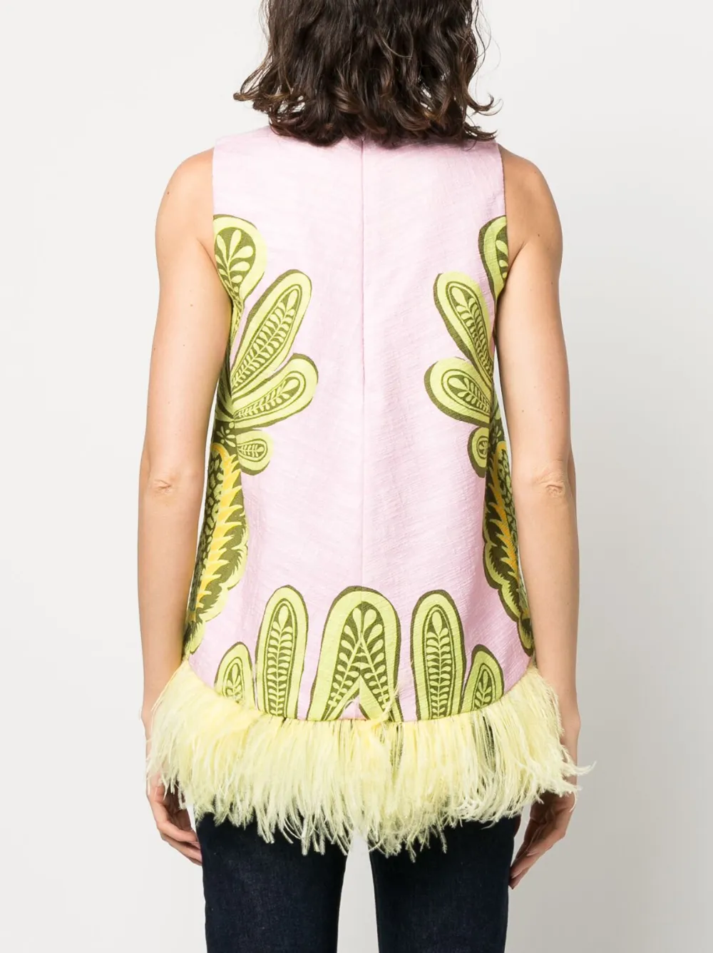La DoubleJ Blouse met veren afwerking Roze