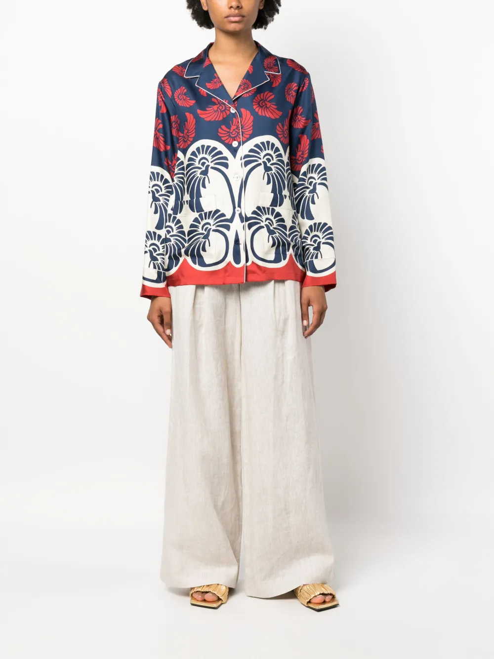 La DoubleJ Blouse met bloemenprint - Blauw