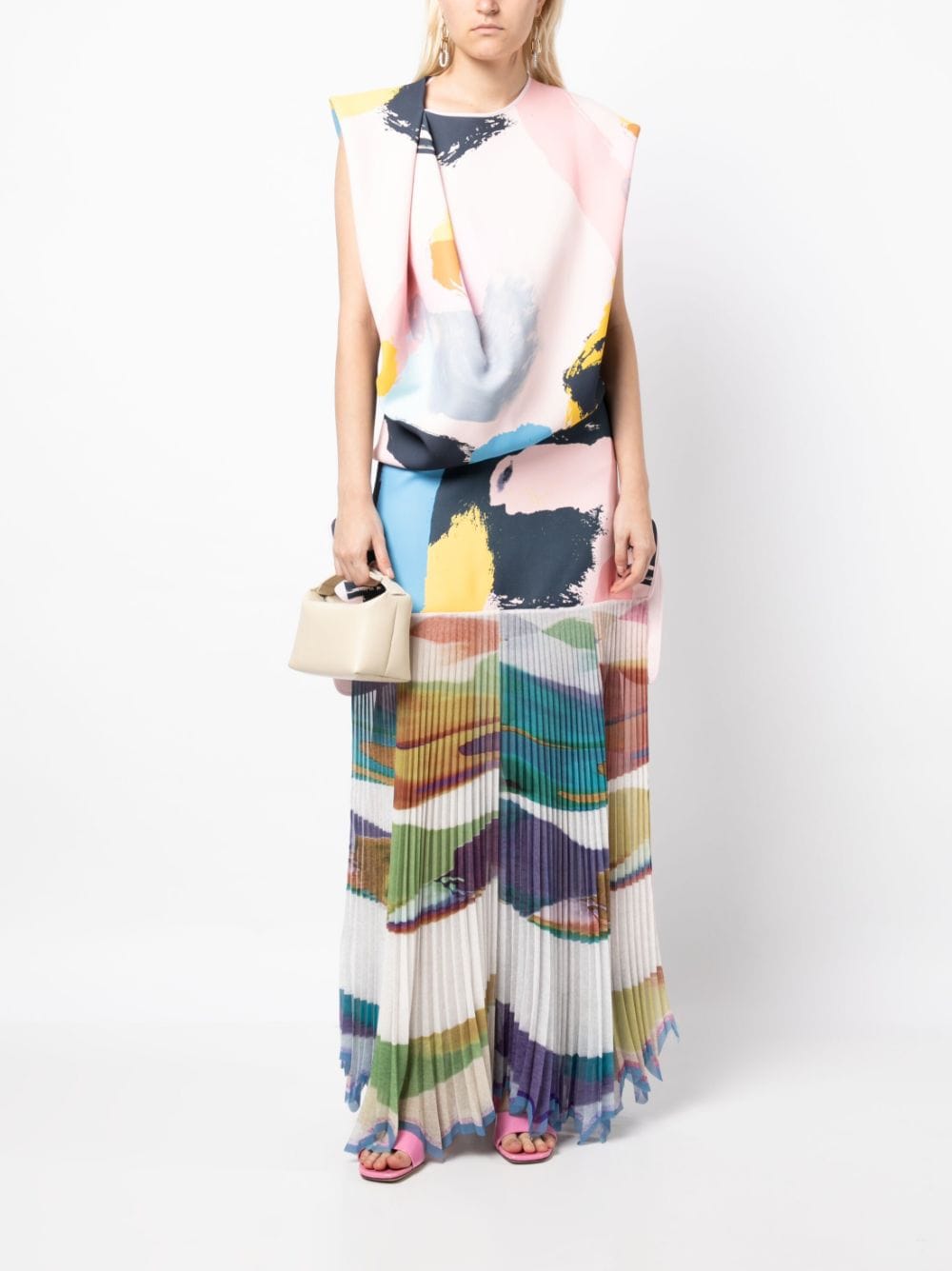 Shop Maticevski Flagrant Abstract-print Draped Skirt In Multicolour
