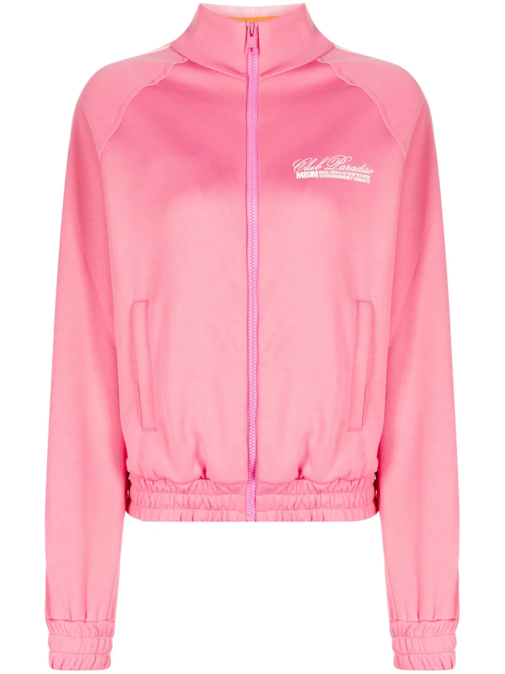 Msgm Logo-print Zip-up Sweatshirt In Pink