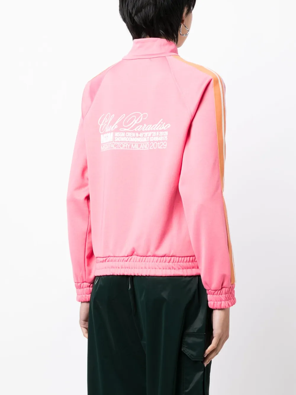 Msgm Logo-print Zip-up Sweatshirt In Pink