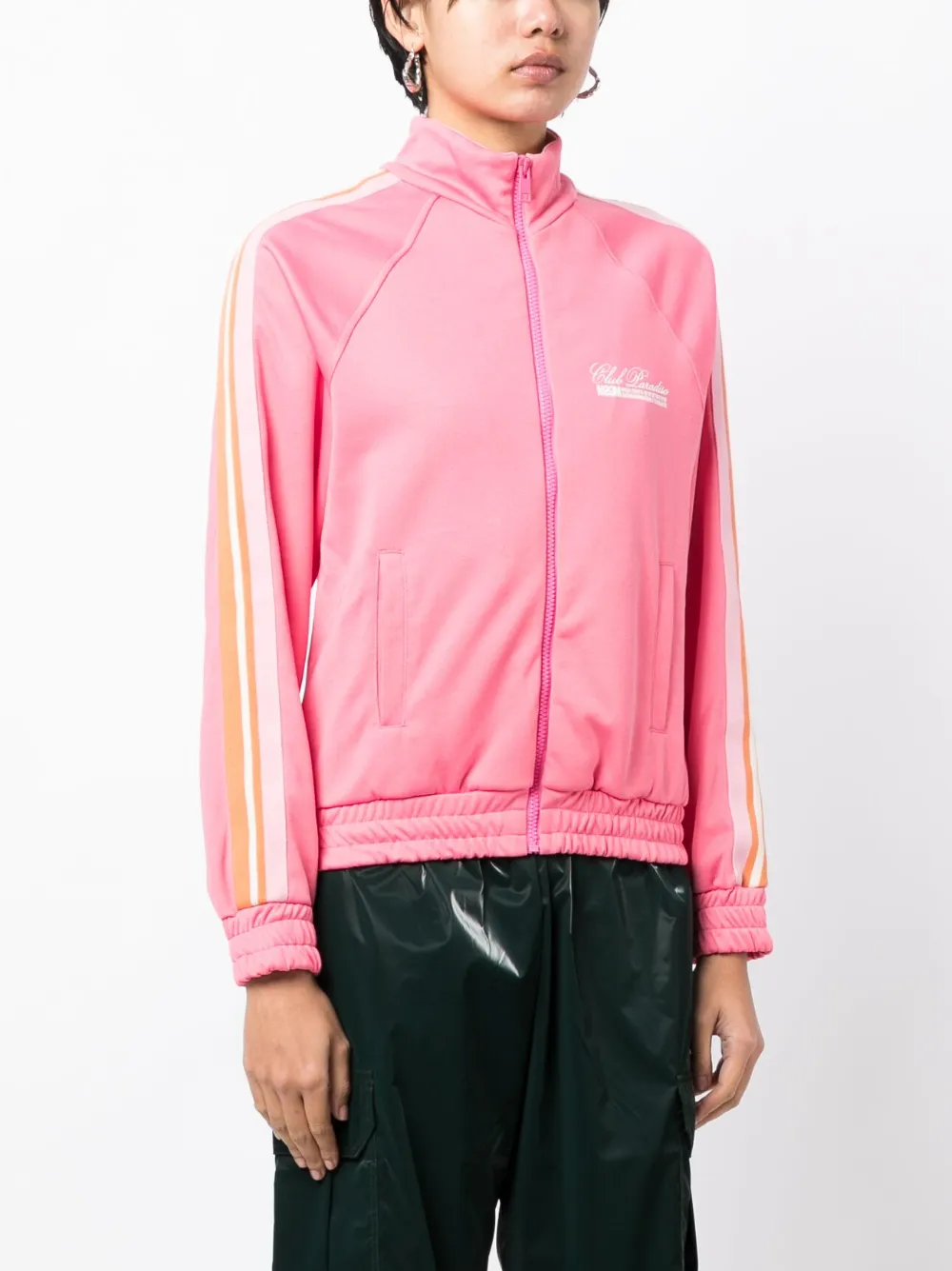 Msgm Logo-print Zip-up Sweatshirt In Pink