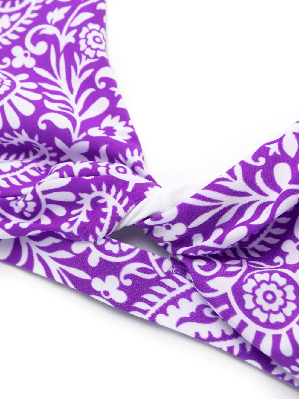 Mc2 Saint Barth Paisley-print Twist Bikini Top In Violett