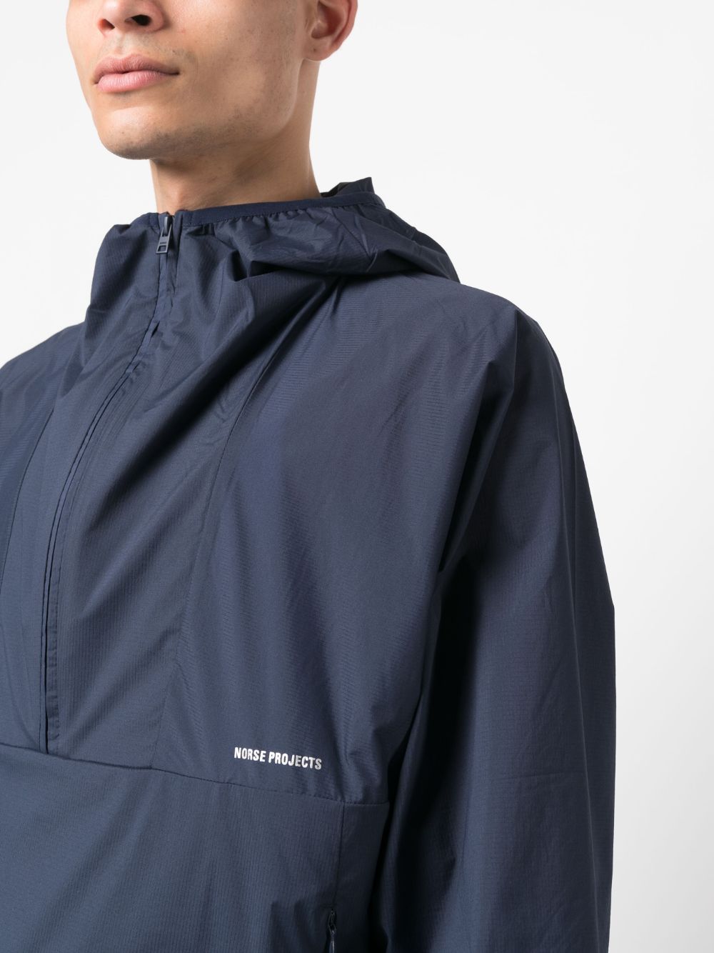 Shop Norse Projects Logo-print Hooded Jacket In Blue