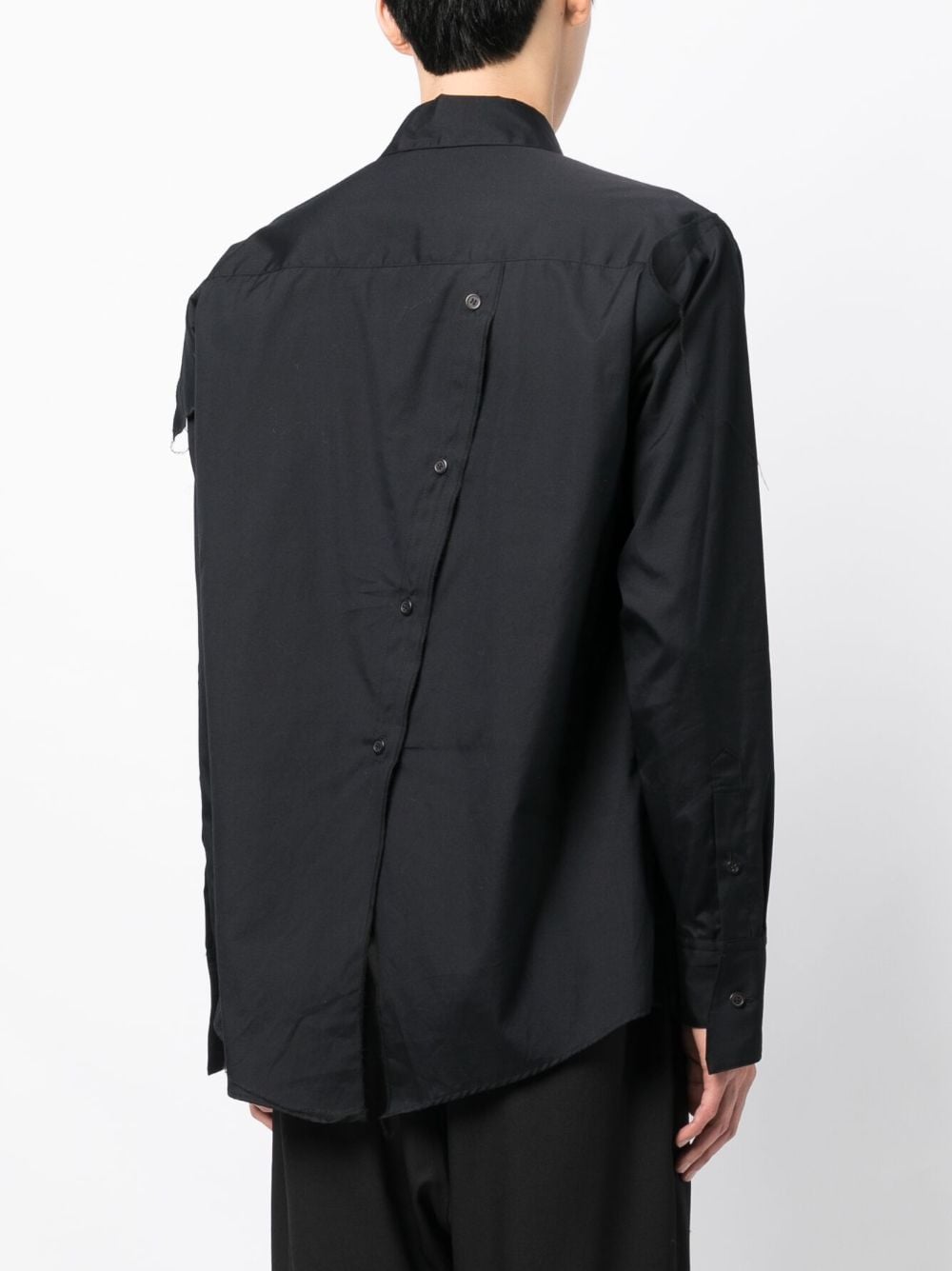 Shop Sulvam Asymmetric Distressed Drop-shoulder Shirt In Black