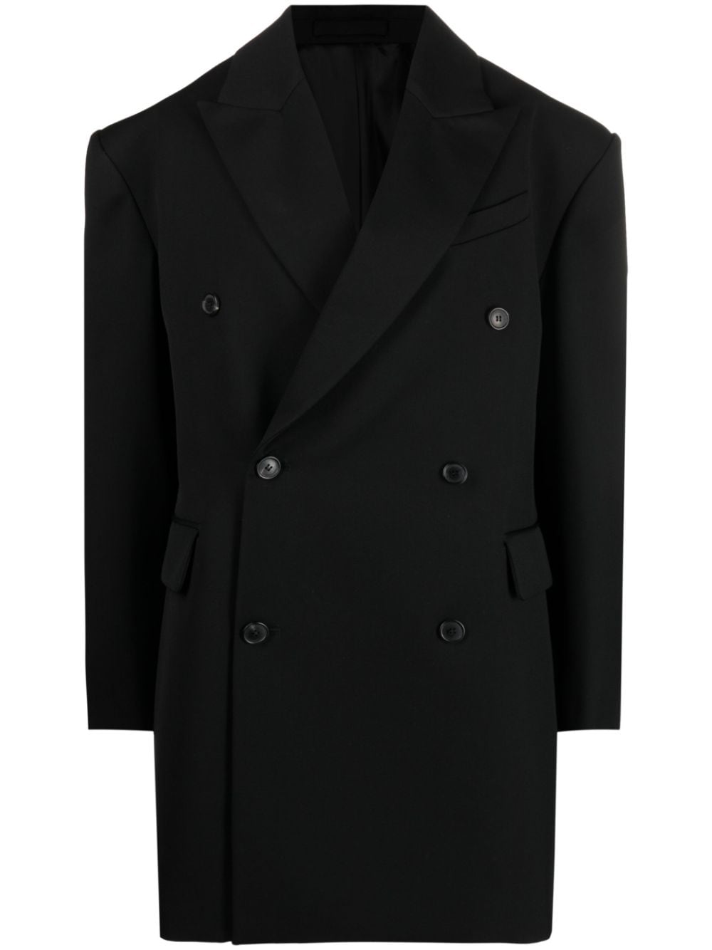 Double Breasted Oversized Coat In Black