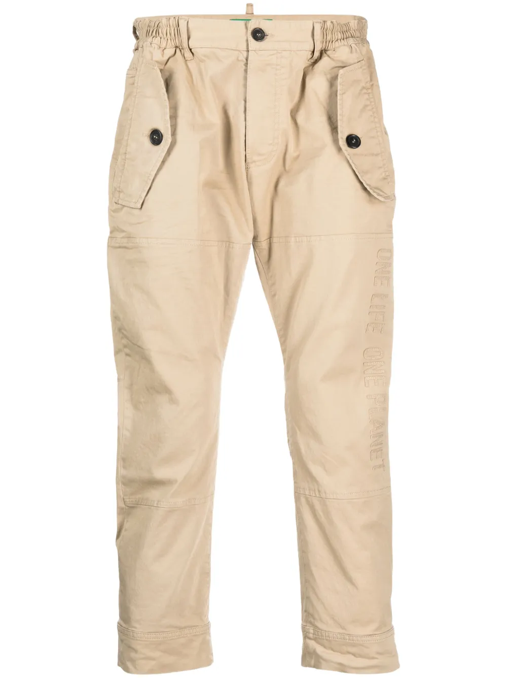 Dsquared2 Embroidered-logo Cropped Trousers In Neutrals