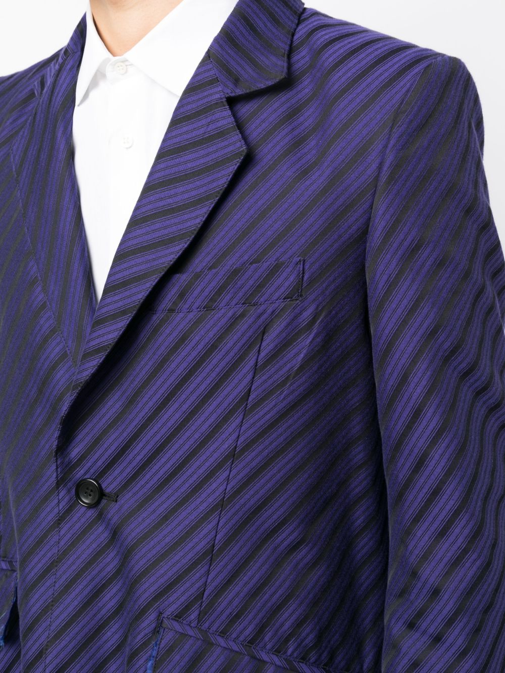 Shop Sulvam Raw-hem Striped Blazer In Purple