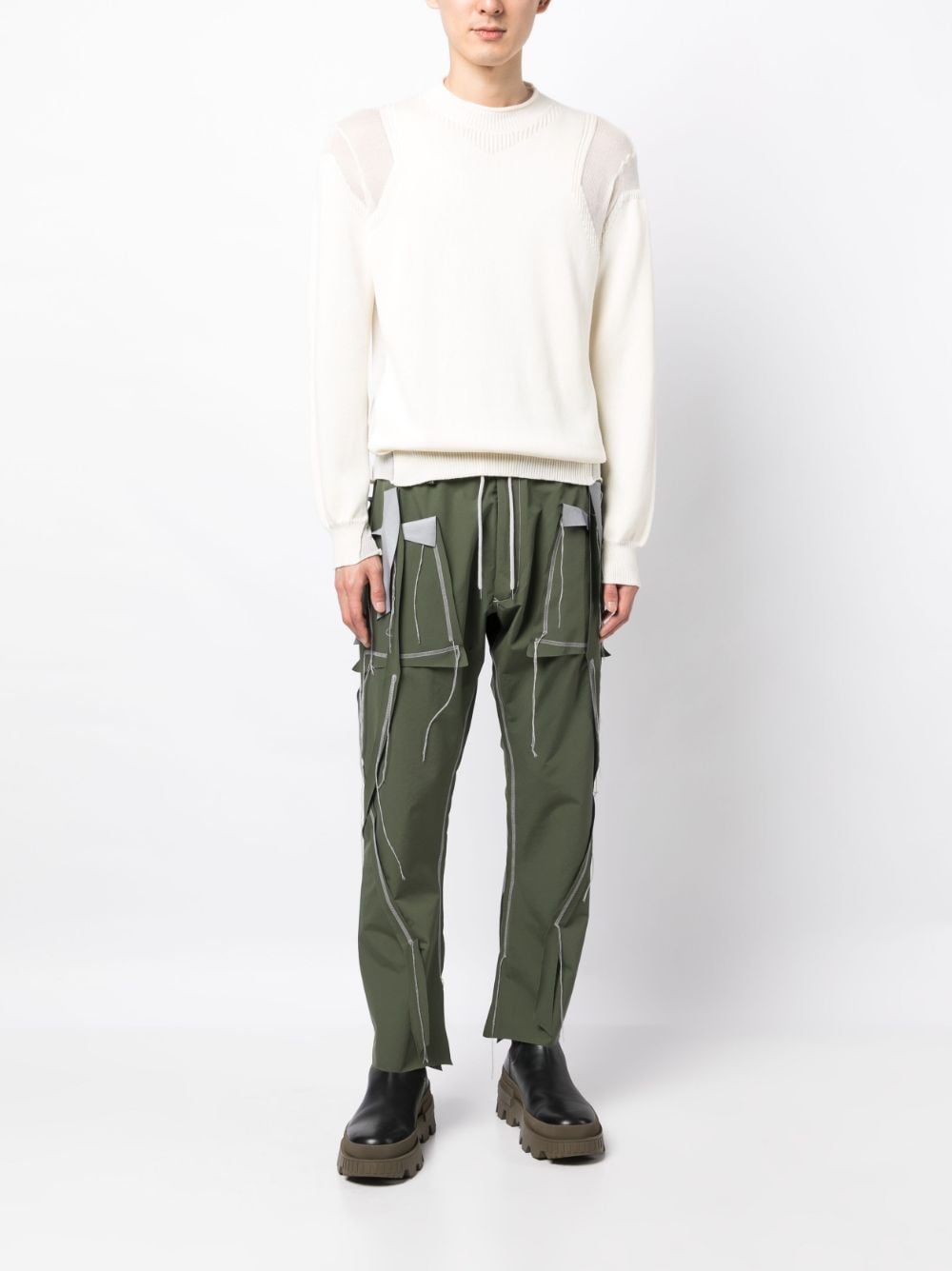Shop Sulvam Panelled Nylon Trousers In Green