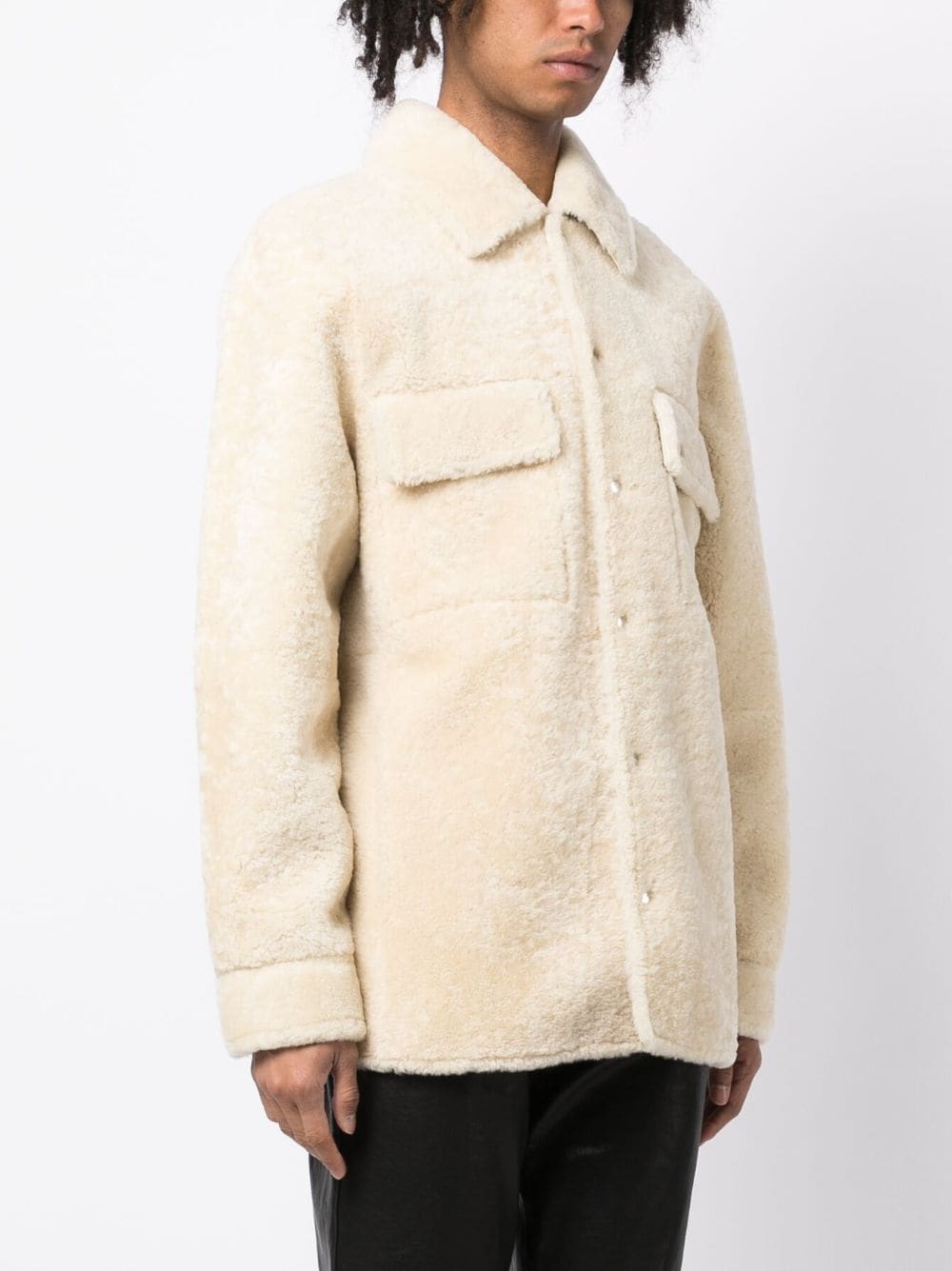 Shop Amiri Logo-print Shearling Jacket In White