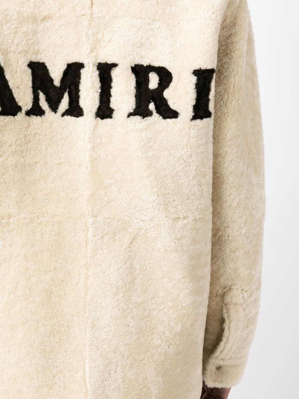 Shop Amiri Logo-print Shearling Jacket In White