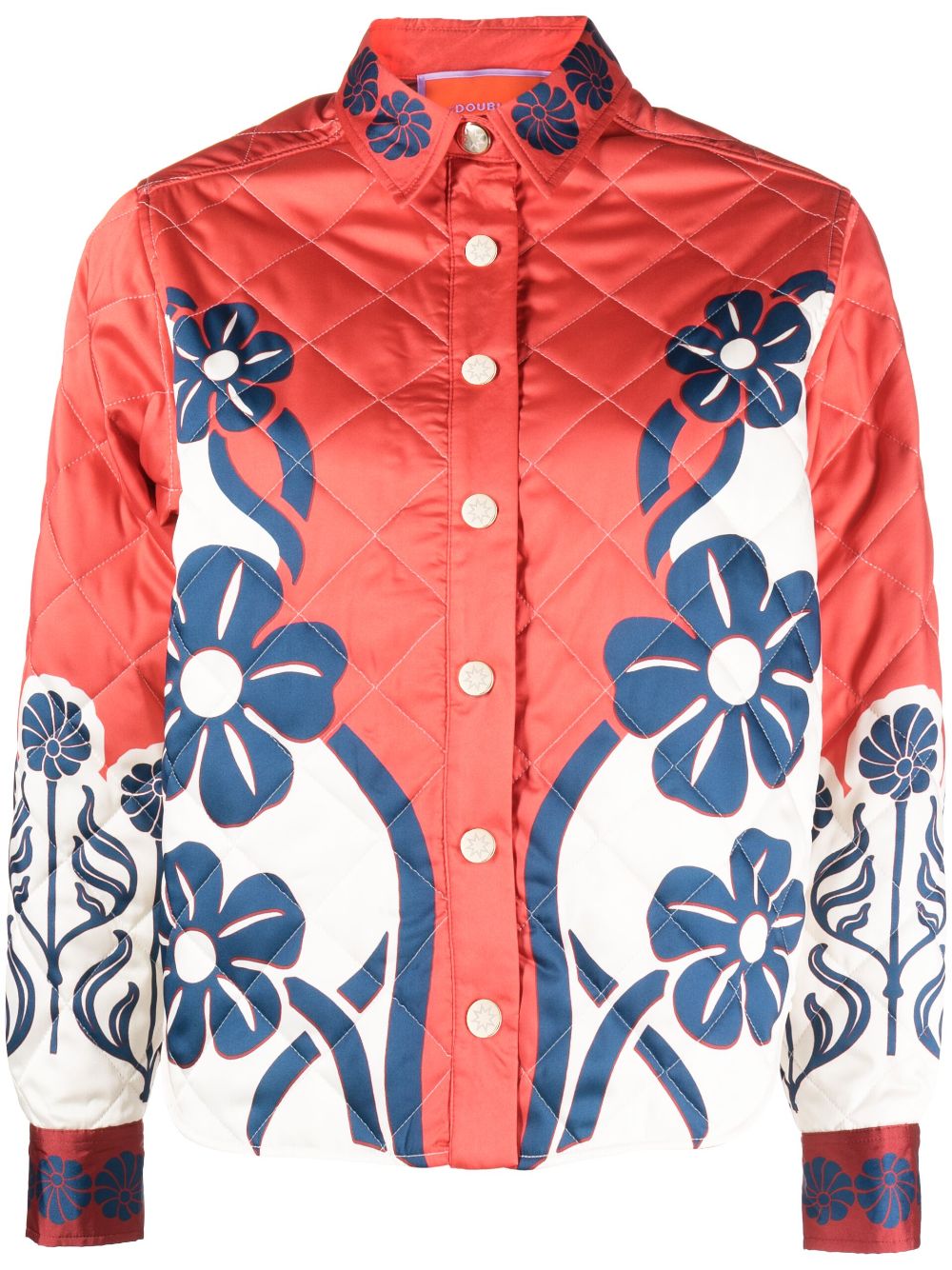 La DoubleJ Edie floral-print quilted jacket - Red