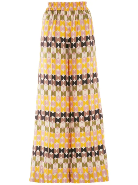 La DoubleJ geometric-print palazzo trousers