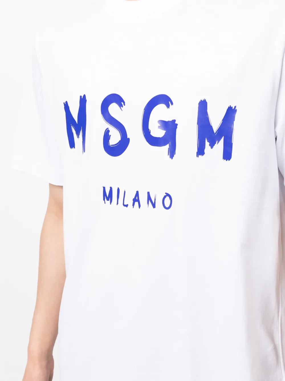 Msgm Logo-print Crew Neck Cotton T-shirt In White