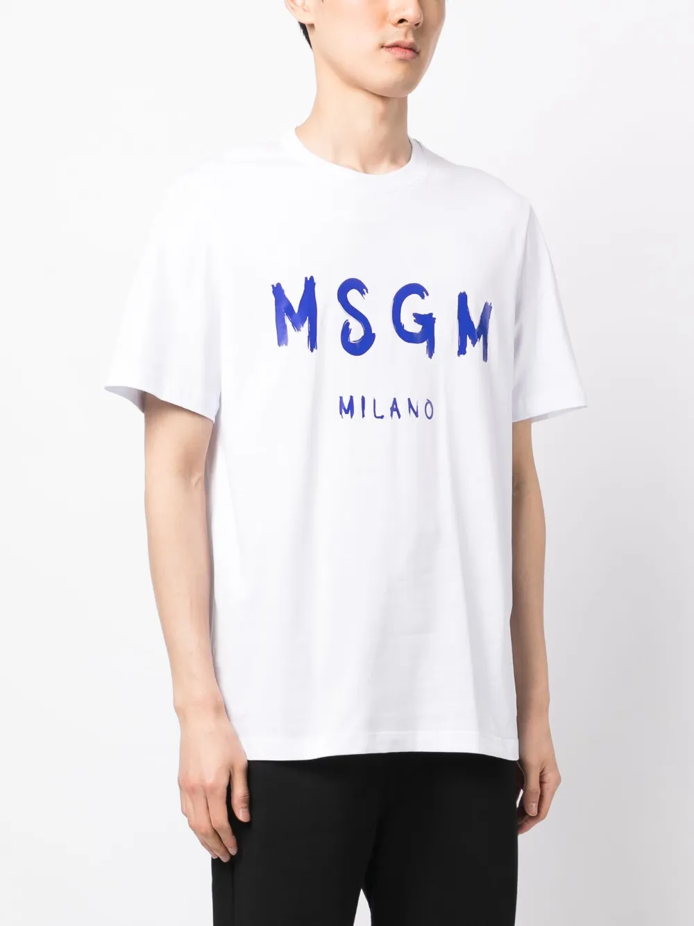 Msgm Logo-print Crew Neck Cotton T-shirt In White