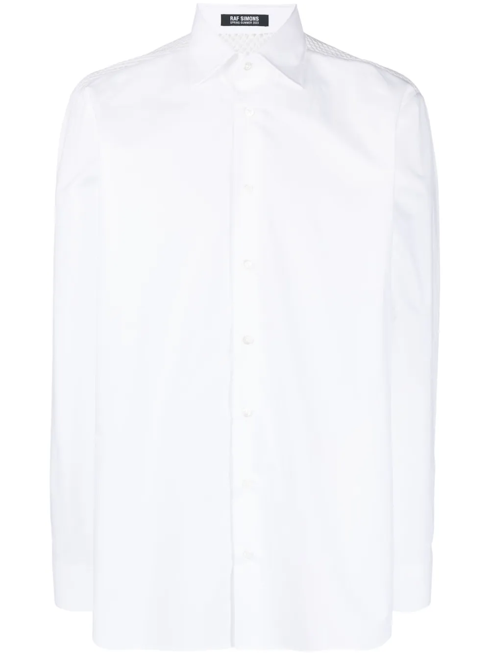 Raf Simons Mesh-panel Cotton Shirt In White