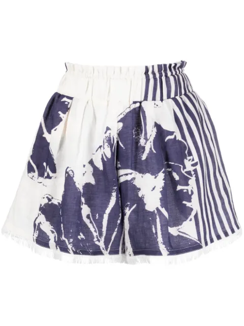 Silvia Tcherassi shorts con estampado floral y rayas 