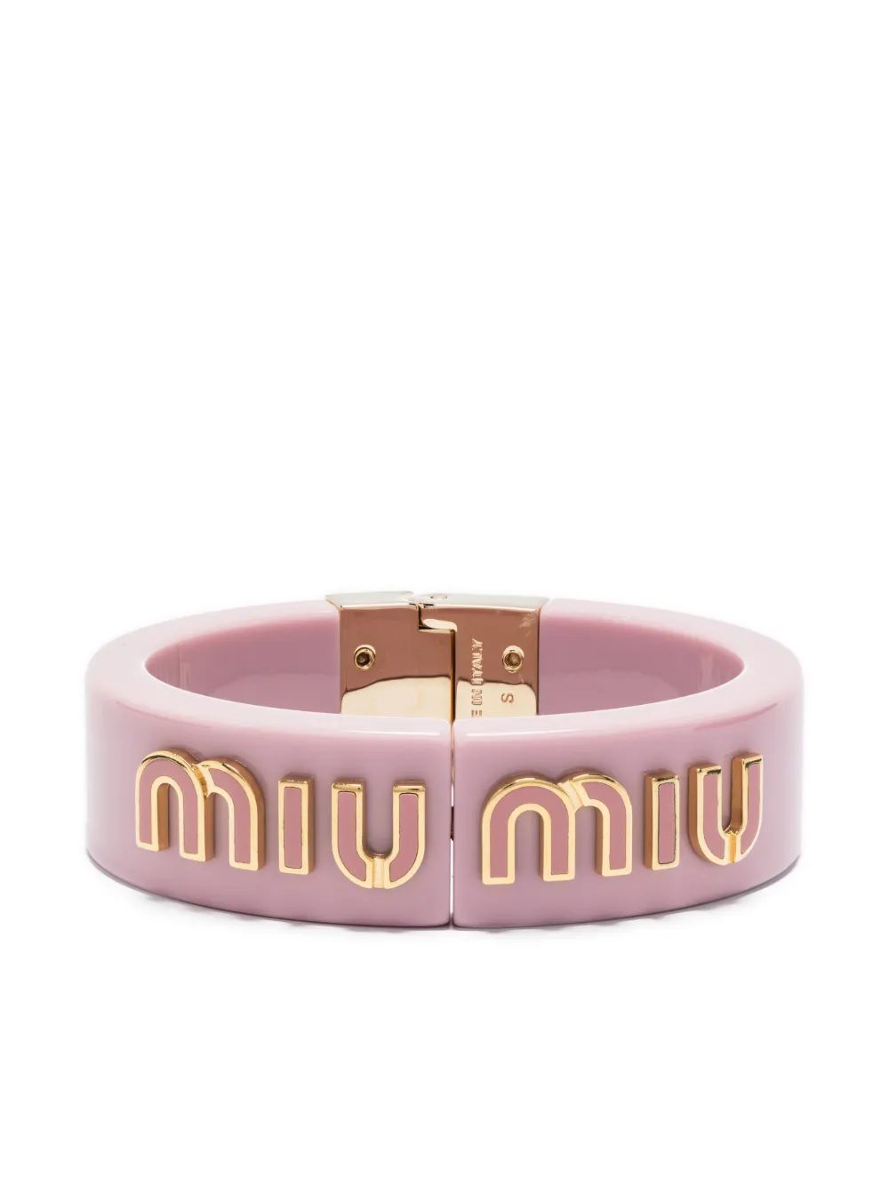 Miu Miu Logo-lettering Circular-design Bracelet In Pink