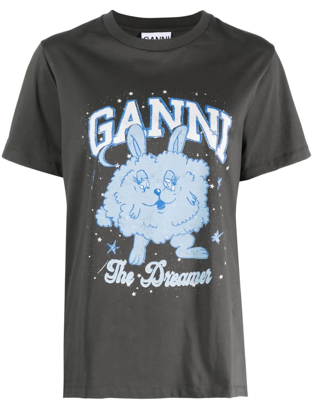 Ganni Graphic-print T-shirt In Grey