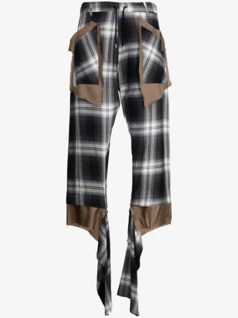 sulvam check-print asymmetric trousers