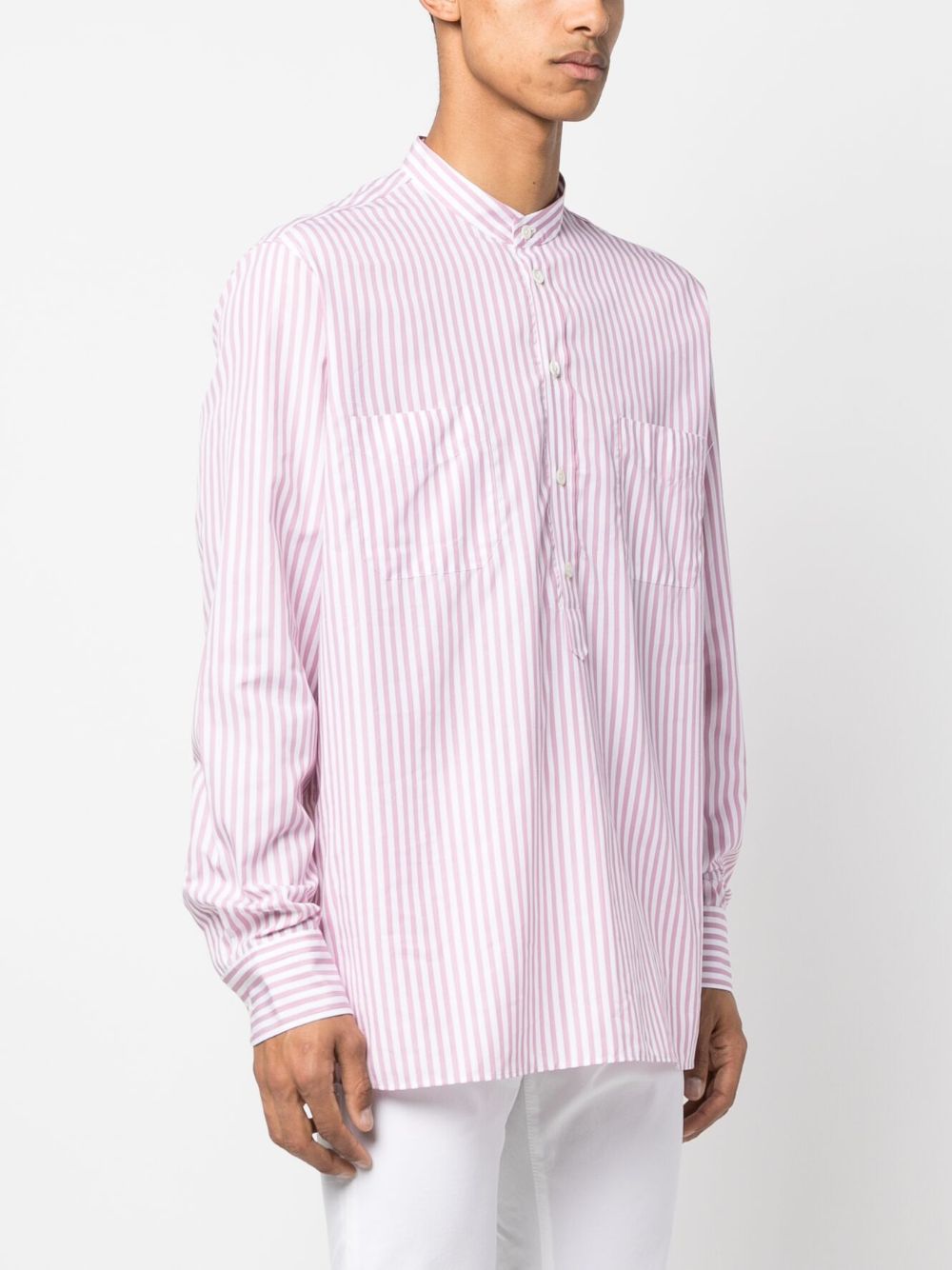 vertical-stripe print shirt