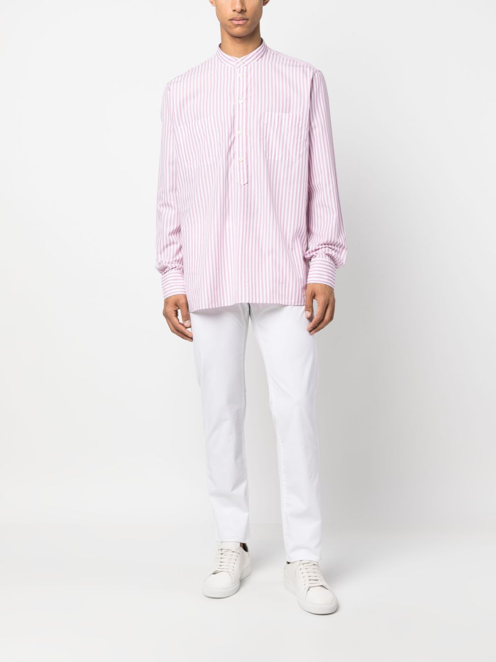 PT Torino vertical-stripe print shirt - Roze