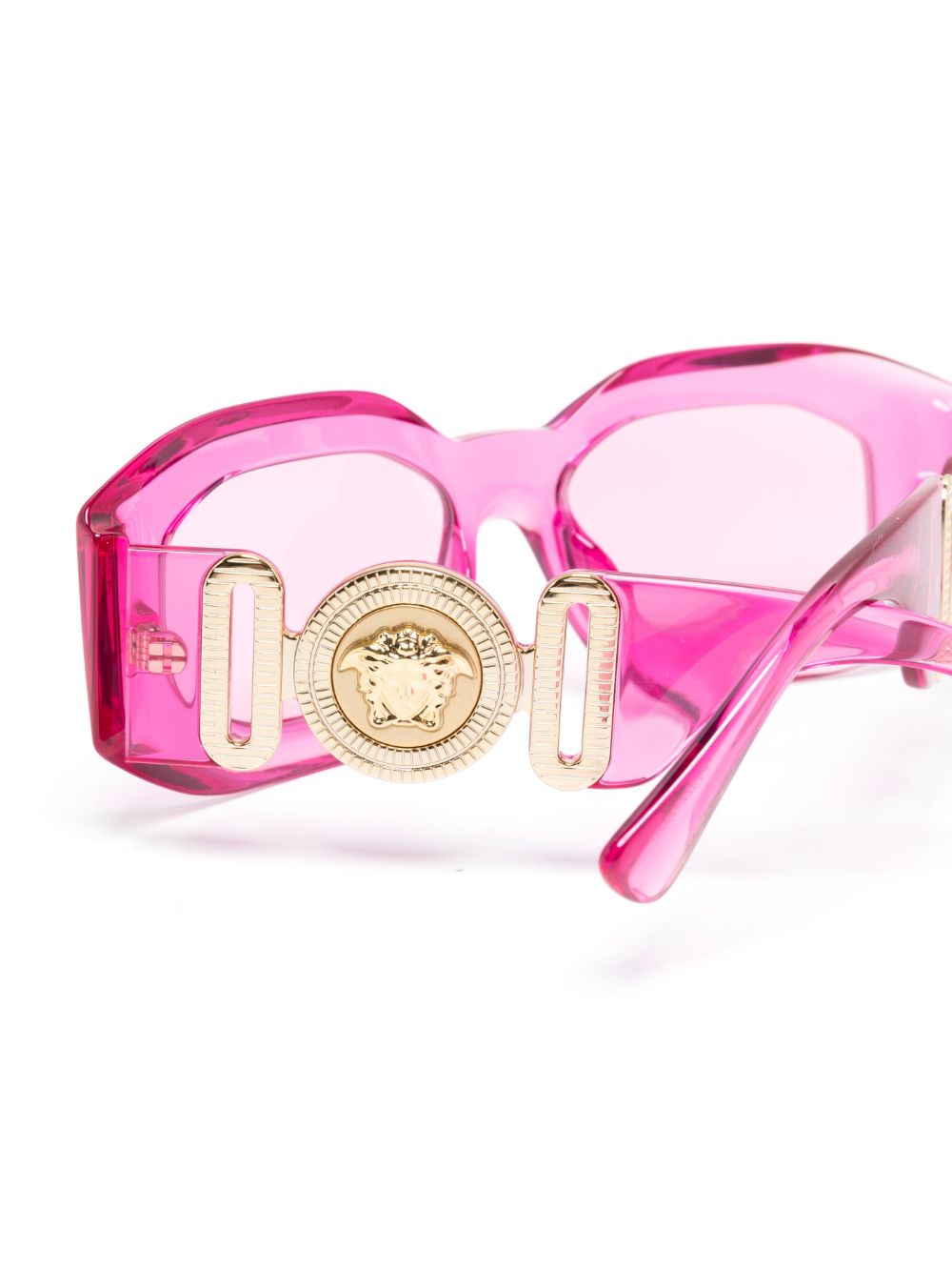 Shop Versace Medusa Biggie Transparent-design Sunglasses In Pink