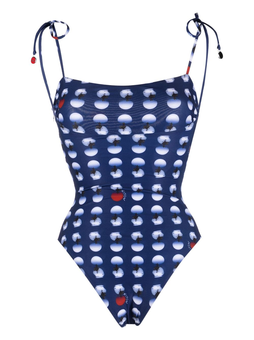 Shop Kiton Polka-dot Print Swimsuit In Blue