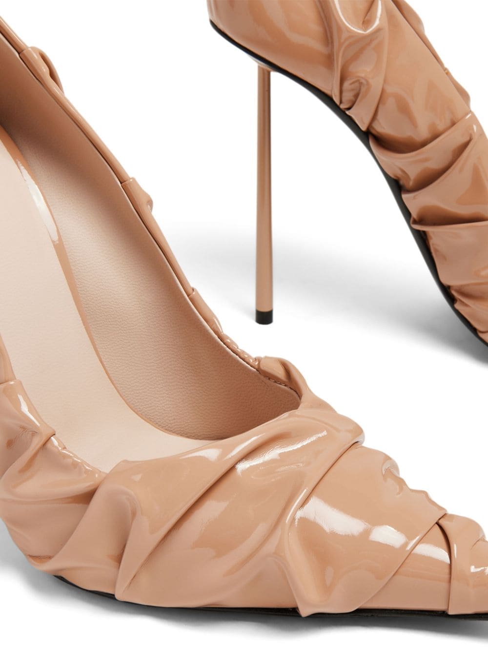 Shop Le Silla Fedra 120mm Draped Patent Pumps In Nude