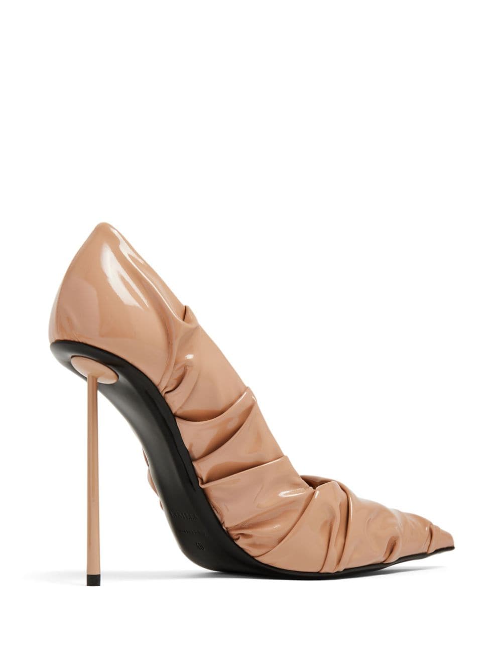 Shop Le Silla Fedra 120mm Draped Patent Pumps In Nude