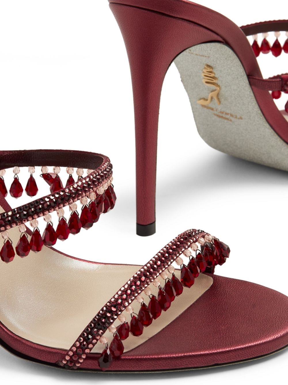 Shop René Caovilla Chandelier 105mm Open-toe Sandals In Red