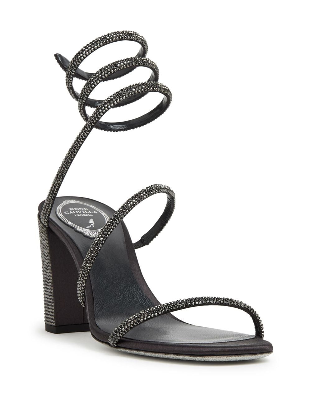 René Caovilla Cleo 80mm crystal-embellished sandals - Zwart