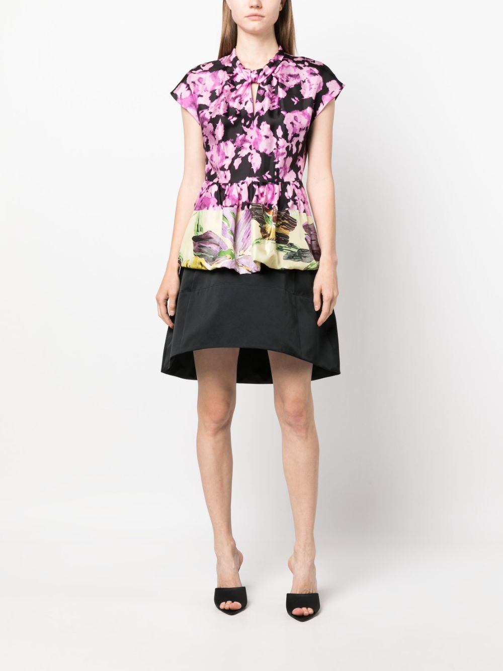 Rochas high-waisted asymmetric-hem skirt - Zwart