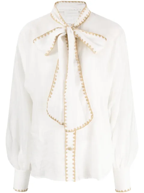 ZIMMERMANN long-sleeve pussy-bow blouse