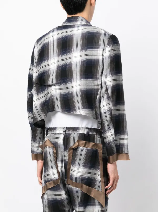 sulvam チェック柄 アウター Sulvam チェック ジャケット | ブルー | FARFETCH JP