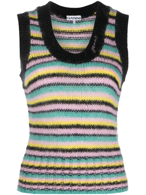 GANNI striped knitted tank top