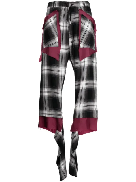 sulvam check-print asymmetric trousers