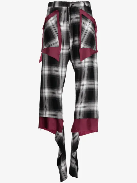 sulvam check-print asymmetric trousers
