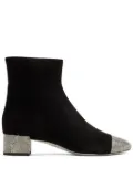 René Caovilla crystal-embellished suede boots - Black