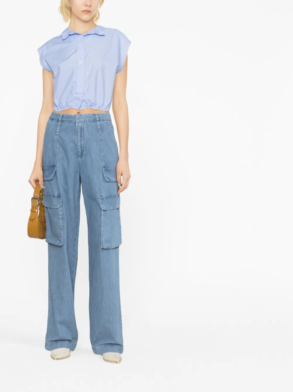Jejia stripe cropped blouse - Blauw