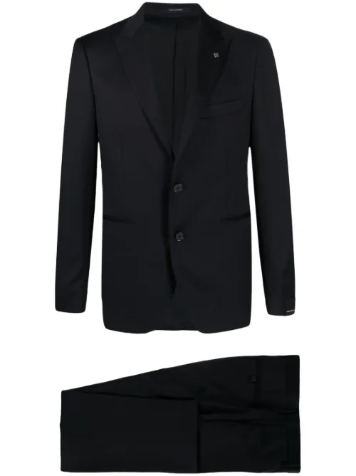 Costume en laine vierge à veste à simple boutonnage - Tagliatore - Modalova