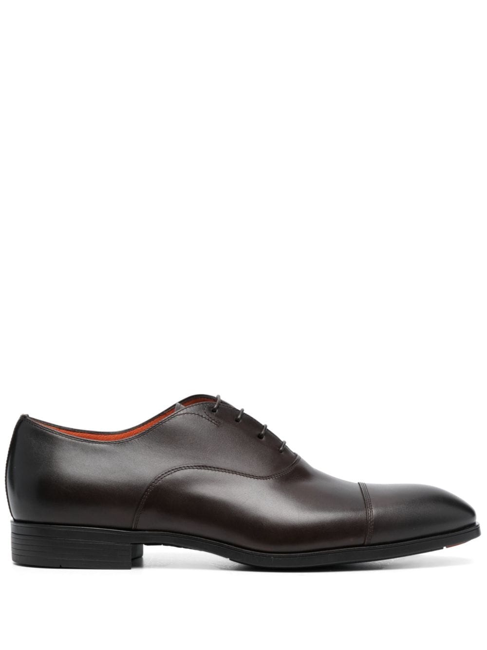 Santoni almond-toe lace-up leather shoes Brown