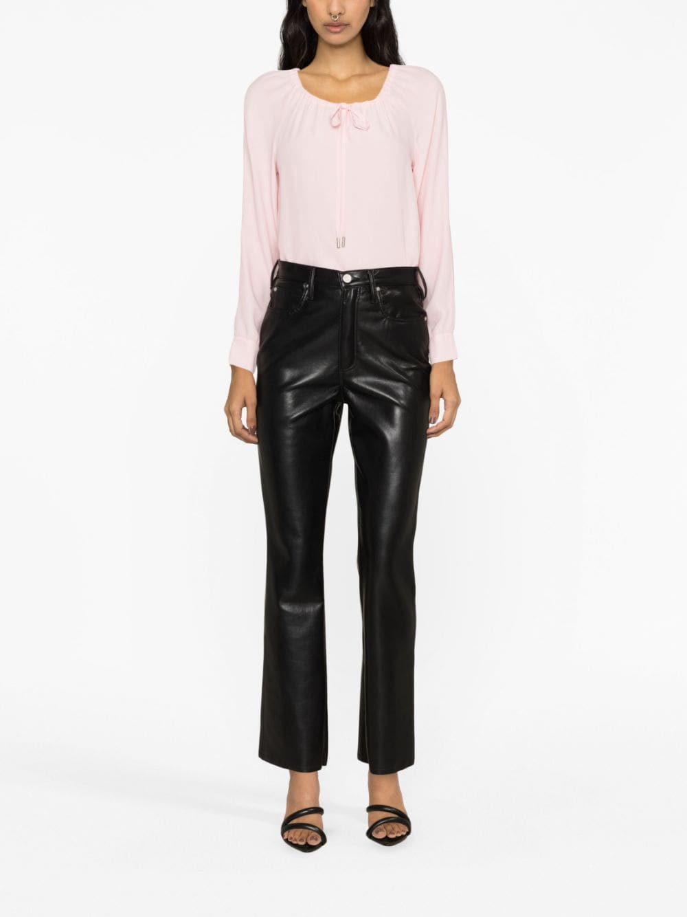 Shop Boutique Moschino Long-sleeve Drawstring Blouse In Rosa