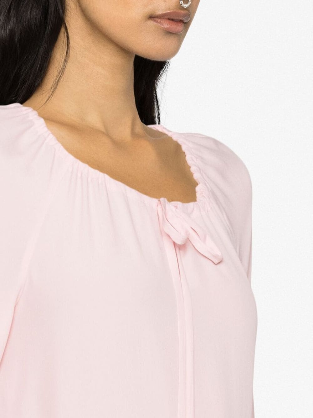 Shop Boutique Moschino Long-sleeve Drawstring Blouse In Rosa