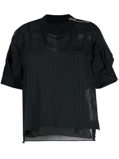 sacai mesh Stripe blouse