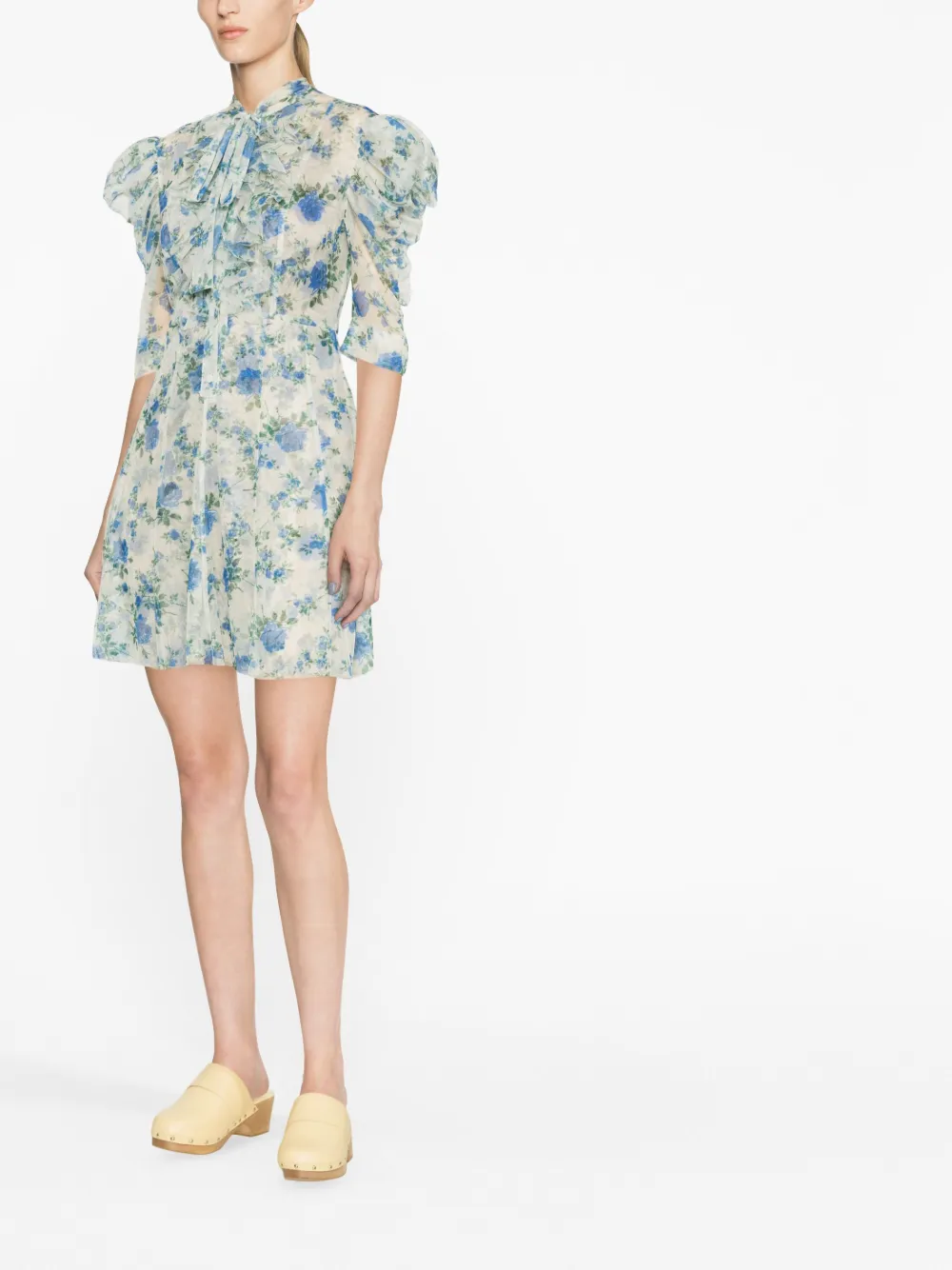 Philosophy Di Lorenzo Serafini Minidress In Tulle With Floral Print In Multi