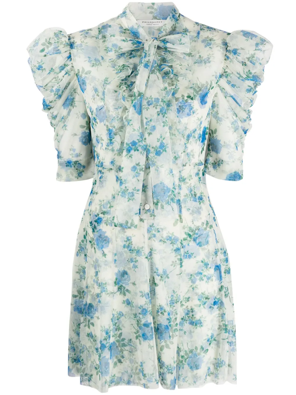 Philosophy Di Lorenzo Serafini semi-sheer floral-print dress | Blue | Image 1