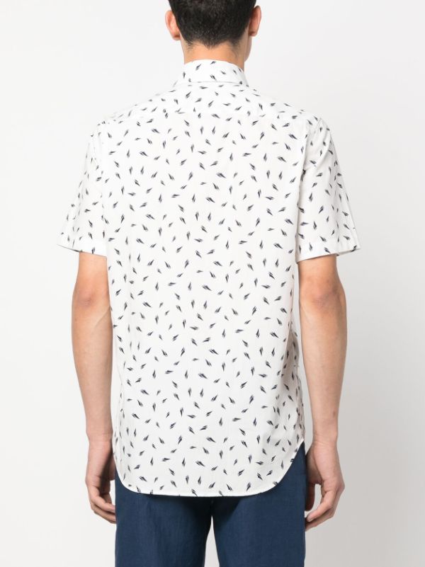 Canali leaf-print Cotton Shirt - Farfetch