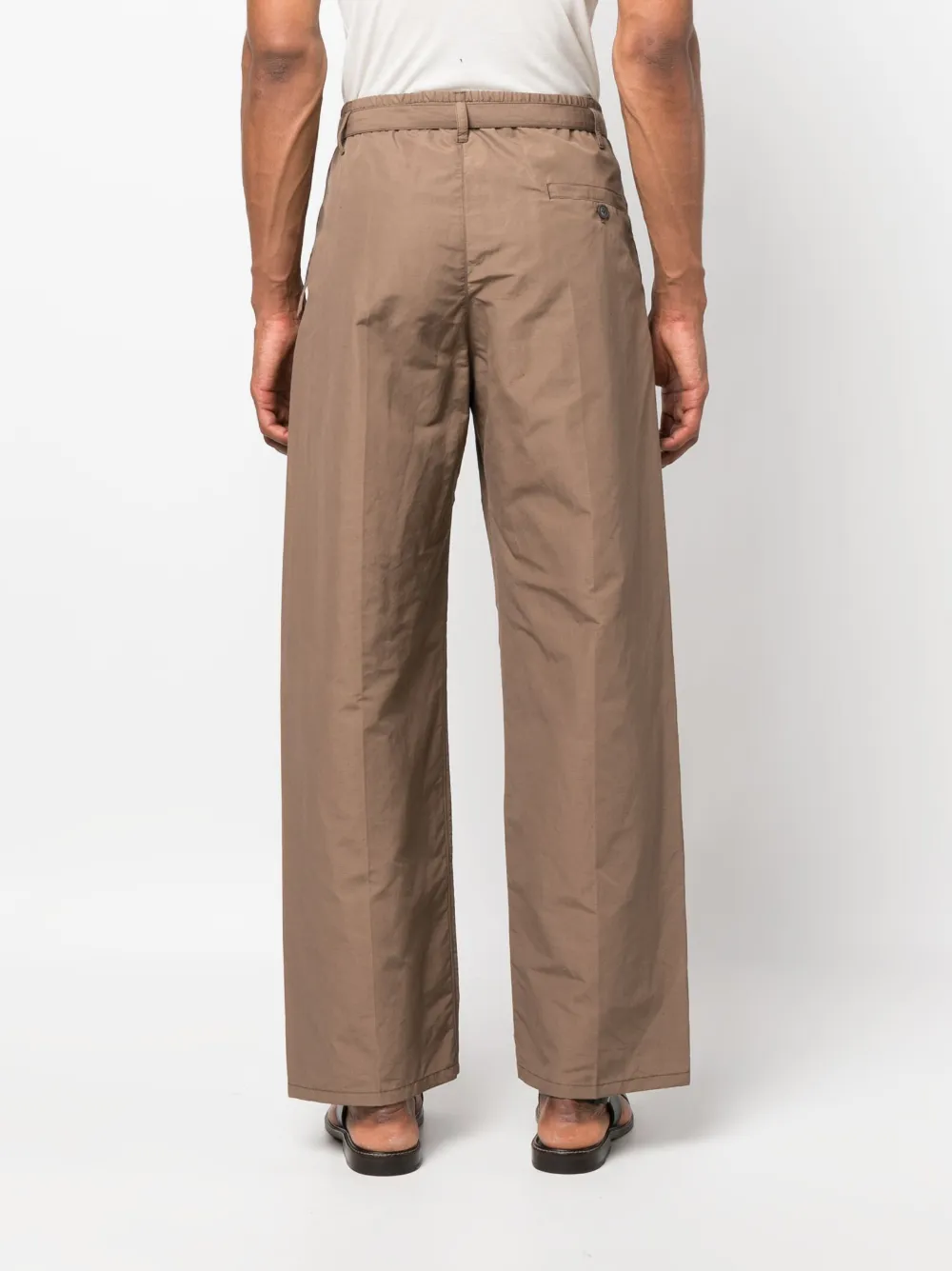 Shop Lemaire Easy Belted Wide-leg Trousers In Brown